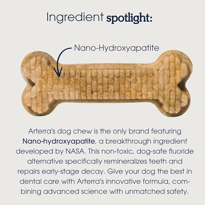 Arterra Pet Science Dog Dental Chews with Nano-Hydroxyapatite Next-Generation Daily Chews for Stronger Teeth, Fresh Breath, and Healthy Gut, 14 Count, Pack of 1