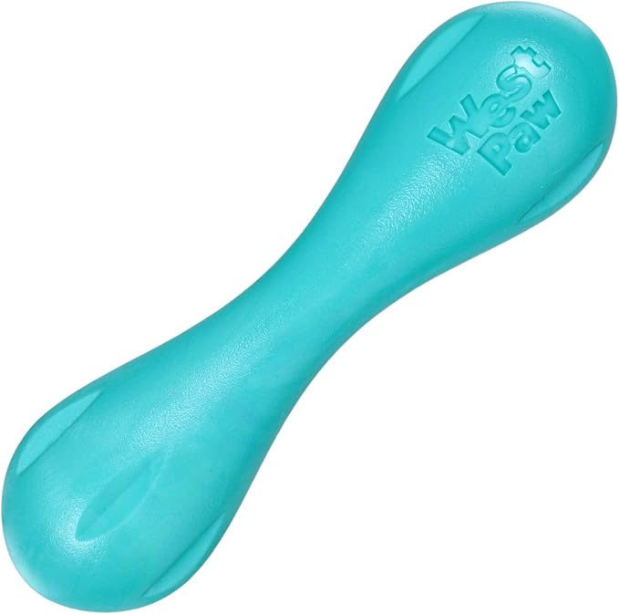 WEST PAW Zogoflex Hurley Dog Bone Chew Toy – Floatable Pet Toys for Aggressive Chewers, Catch, Fetch – Bright-Colored Bones for Dogs – Recyclable, Dishwasher-Safe, Non-Toxic, Small, Teal