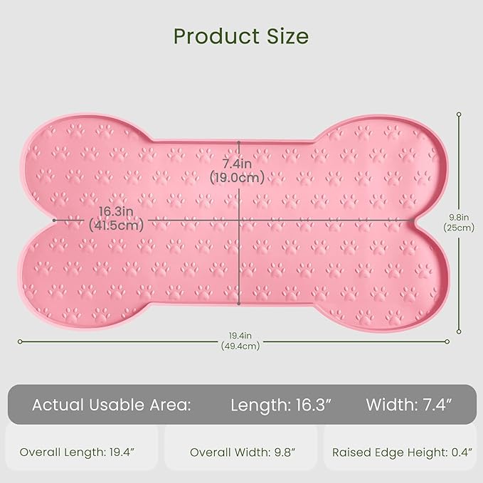 PWTAA Dog Food Mat Anti-Slip Silicone Dog Bowl Mat Thicker Pet Placemat Waterproof Cat Feeder Pad with Raised Edge Puppy Kitten Feeding Mats Suitable Small Medium-Sized Dogs Cats Eating Tray