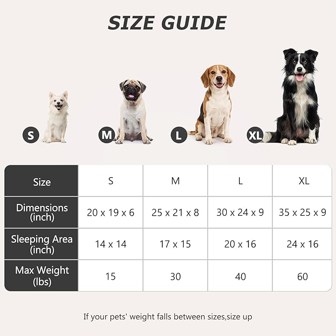 MIXJOY Rectangle Washable Orthopedic Dog Bed for Small, Medium and Large Dogs, Soft Calming, Sleeping Puppy Bed Durable Pet Cuddler with Anti-Slip Bottom, S (20"x19"x6")