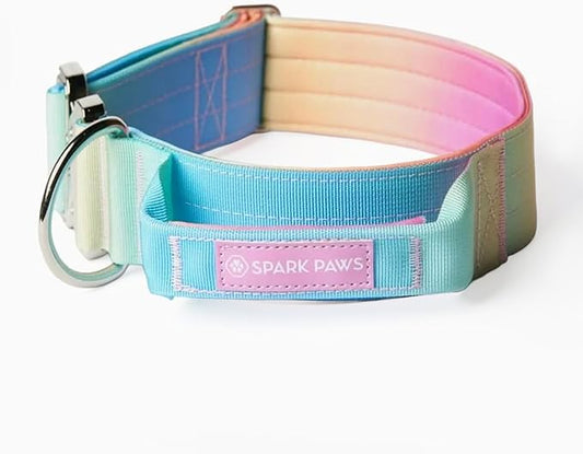 Spark Paws Tactical Dog Collar with Handle - Premium Quality Collar, Robust and Durable Design for Large, Strong Breeds - Pitbulls, Labradors, GSD - Pastel Icing - L - 1.5"