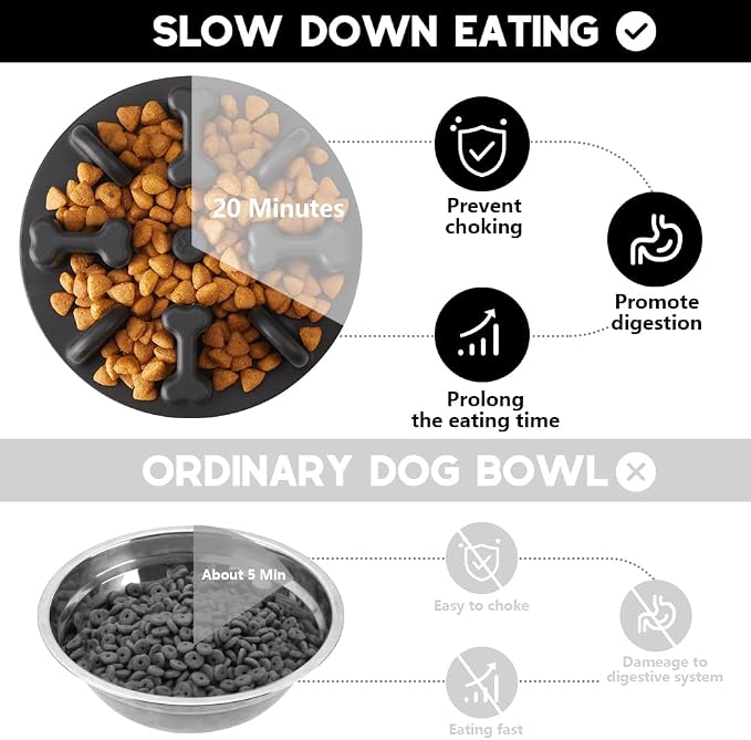 Soft Silicone Anti-Choking Puzzle Slow Feeder Insert for Dogs, Compatible with Regular Elevated Dog Bowls