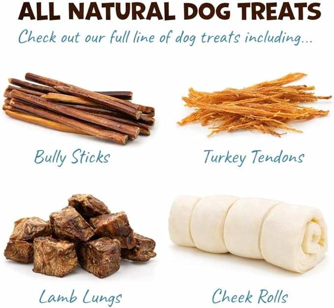 Beef Cheek Rolls for Dogs - Natural & Odor-Free Dog Treats - 5 to 6 Inch Medium Beef Hide Dog Chews - 4 Pack