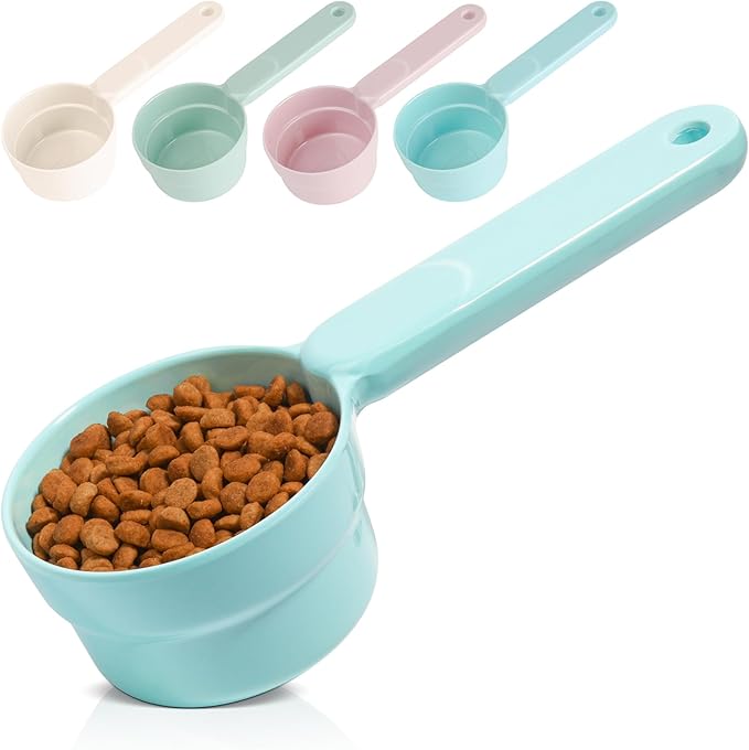 ComSaf MSBC Melamine Pet Food Scoop, Cat Food Measuring Cups, Comfortable Long Handle Scoop for Dog, Cat, Ferret and Rabbit Food, 1 Cup Size Pet Food Feeding Scoop (Blue)