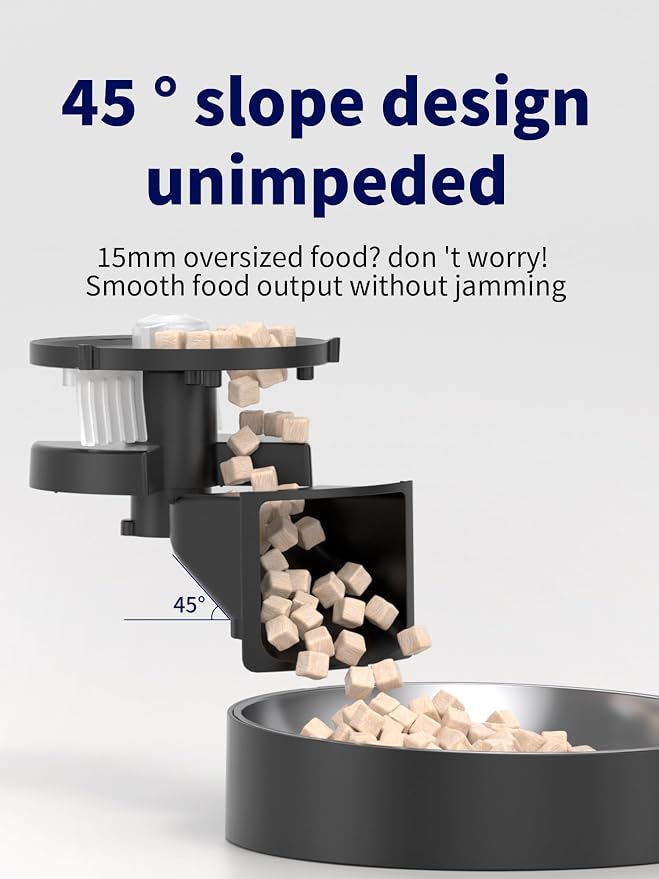 Automatic Cat Feeder, 2.4GHz WiFi Automatic Dog Food Dispenser, Fresh Protection, 4.5L Timer Feeder, Personalized Recording 10 Seconds, Easy to Clean, Stainless Steel Bowl (Single/Black)