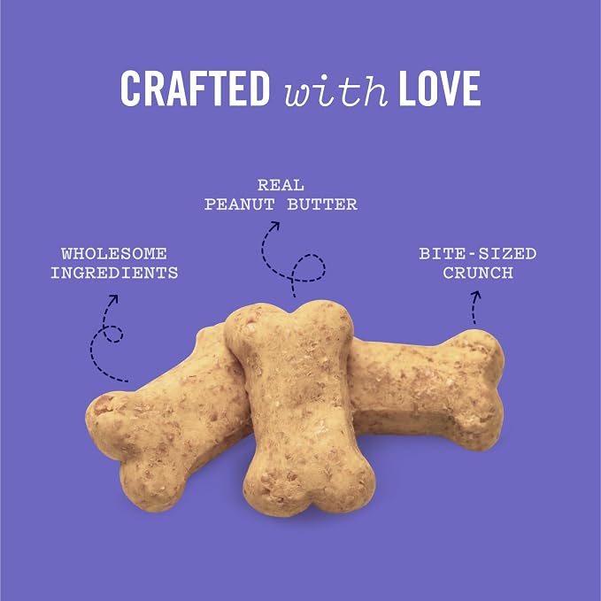 Three Dog Bakery Itty Bitty Bones Peanut Butter Dog Treats,32oz - Crunchy Bones for-Dog Training Treats,Real Peanut Butter Puppy Training-Treats,Dog-Bakery-Treats,(Pack of 2)
