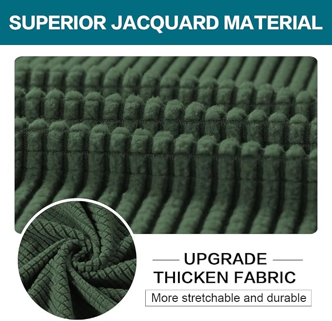 Turquoize 2 Piece Chair Covers Armchair Slipcovers for Living Room Armchair Sofa Cover with Individual Cushion Covers Feature Jacquard Fabric (Chair, Bronze Green)