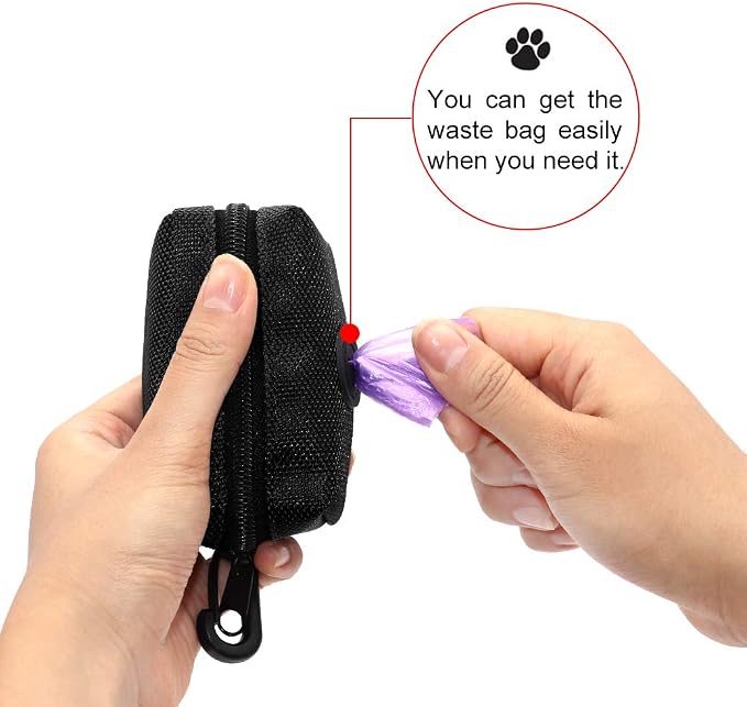 SLOSN 3 Pack Pet Waste Bag Dispenser with Zippered Portable Dog Poop Bag Holder, Great Accessory for Walking, Running with Dog (RoseRed Green Black)