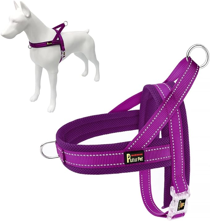 Plutus Pet No Pull Dog Harness with Breathable Mesh Padded, Adjustable Reflective Escape Proof Dog Harness, Quick Fit Dog Vest Harness for Small Medium Large Dogs(XXS, Purple)
