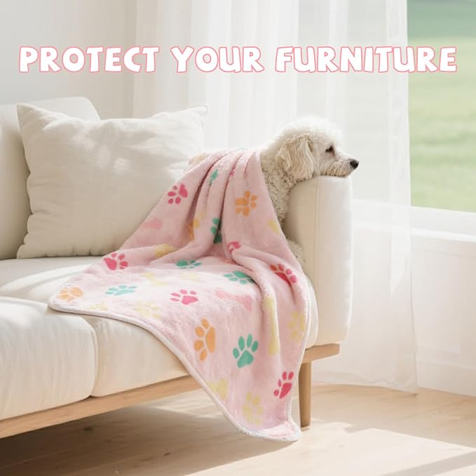 YUEPET Waterproof Dog Blankets, 2 Pack Washable Dog Blankets for Bed Couch Sofa Protector Fleece Flannel Puppy Blanket Soft Plush Reversible Throw Blanket for Small Dogs Cats 23"×16"(Pink+Brown)
