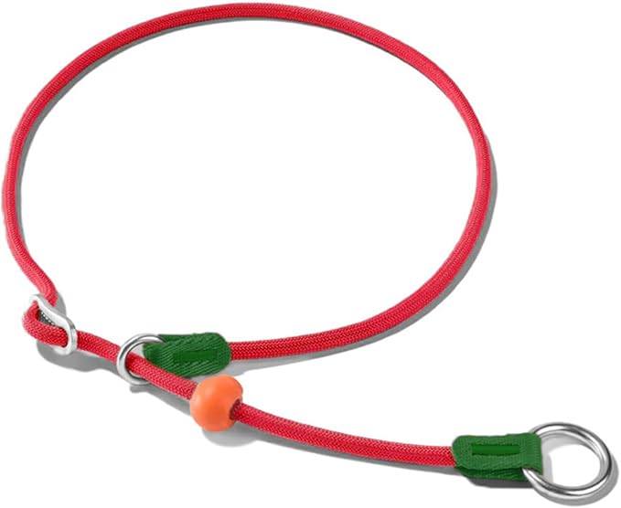 HowGo Slip Collar for Dogs,No Pull Adjustable Martingale Collar for Training, Nylon Rope,Dual Stopper and Durable Aluminum Hardware,Spring-Loaded,for Small Medium Large Dogs(Red)