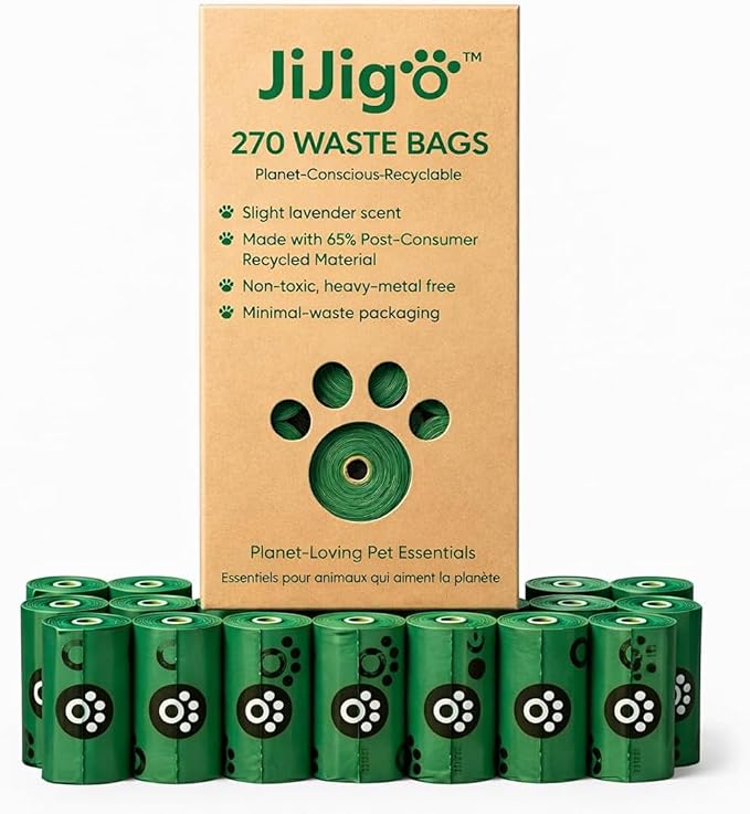 Dog Poop Bags 270 Count – Lavender Scented, Thick & Leak Proof Dog Waste Bags, Easy Tear, Fits Standard Dispensers, 65% Recycled Strong Dog Poop Bags – JIJIGO