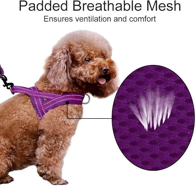 Plutus Pet No Pull Dog Harness with Breathable Mesh Padded, Adjustable Reflective Escape Proof Dog Harness, Quick Fit Dog Vest Harness for Small Medium Large Dogs(S, Purple)