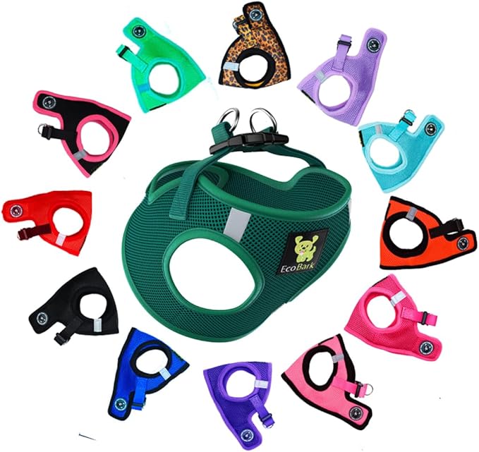 EcoBark Extra Small Dog Harness - Luxury Soft Harness for Puppies & XS Dogs - Mini Step in Vest Body Halter Under 6 lbs (Forest Green, XS)