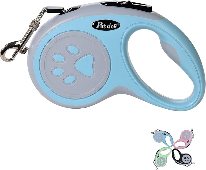 Retractable Dog Leash, VELIGOOD 5M/16FT Extendable Dog Lead with Strong Nylon Tape Tangle-Free One-Handed Brake, Pause, Lock for Small Medium Dogs (Blue)