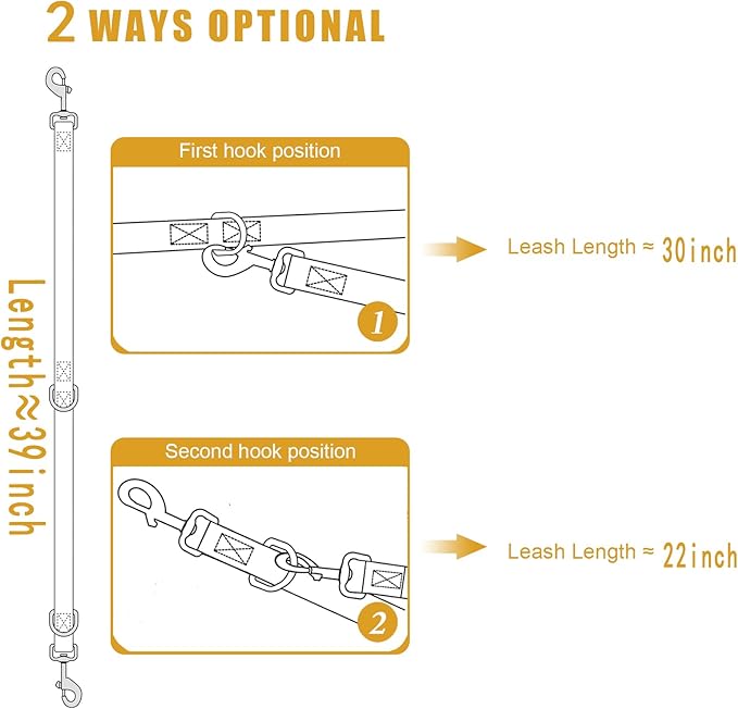 Double Ended Dog Leash,for Obedience Training Easy to Use,Lightweight,Soft for Large and Medium Dogs (Black, 1M*2.5CM)
