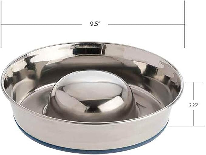 OurPet's DuraPet Slow Feed Premium Stainless Steel Dog Bowl, Silver (2040010301)