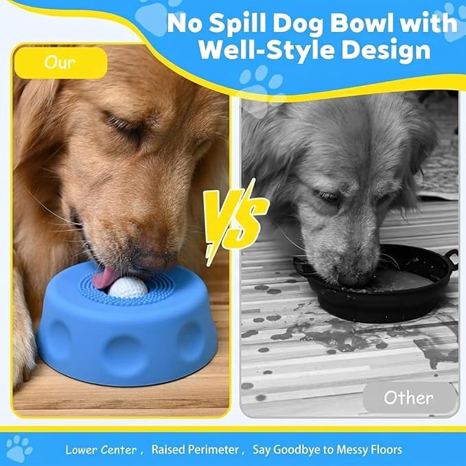Slow Feeder Dog Bowls for Liquid Treat, Interactive Lick Bowl Anti-Slip Slow Feeder for Wet Food, Water & Treats Lick Toy for Large Medium Small Breeds Dietary Supplement/Post-op Nutrition (Blue)