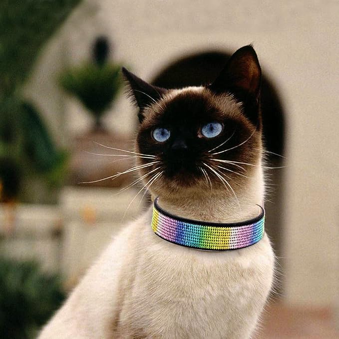 Rhinestone Dog Collar, Cute Dazzling Sparkling Soft Suede Leather Dog Cat Rhinestone Collar Crystal Diamond Pet Dog Puppy Collar (XXS, Black-3)
