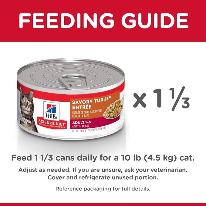 Hill's Science Diet Adult 1-6 Wet Cat Food, Turkey, 5.5 oz. Cans, 24-Pack