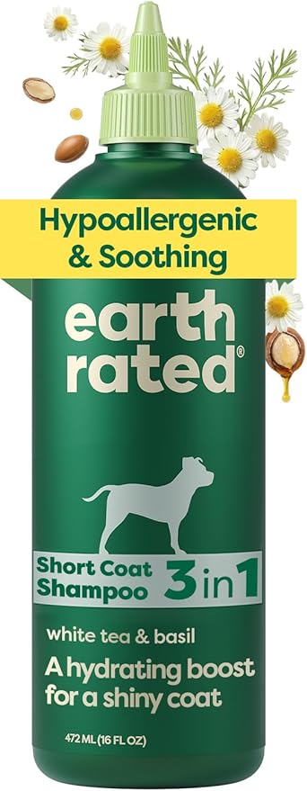 Earth Rated Hypoallergenic 3-in-1 Soothing Dog Shampoo & Conditioner for Dogs & Puppies, Deodorizing, 98.5% Natural Origin Ingredients, 16 oz
