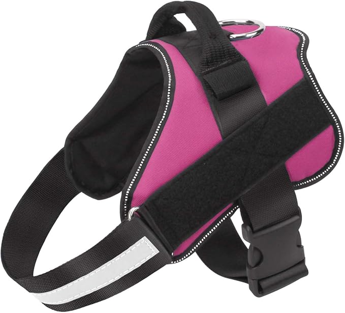 Dog Harness, No-Pull Reflective Dog Vest, Breathable Adjustable Pet Harness with Handle for Outdoor Walking - No More Pulling, Tugging or Choking (Rose red, S)