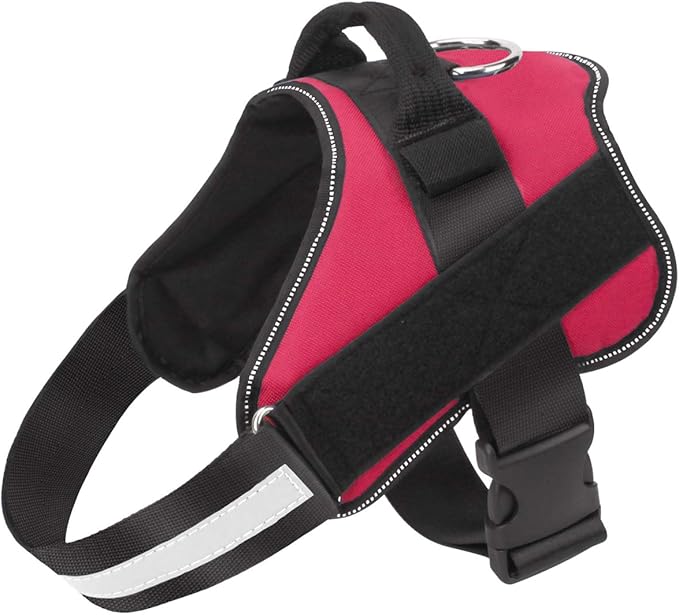 Dog Harness, No-Pull Reflective Dog Vest, Breathable Adjustable Pet Harness with Handle for Outdoor Walking - No More Pulling, Tugging or Choking (Red, S)