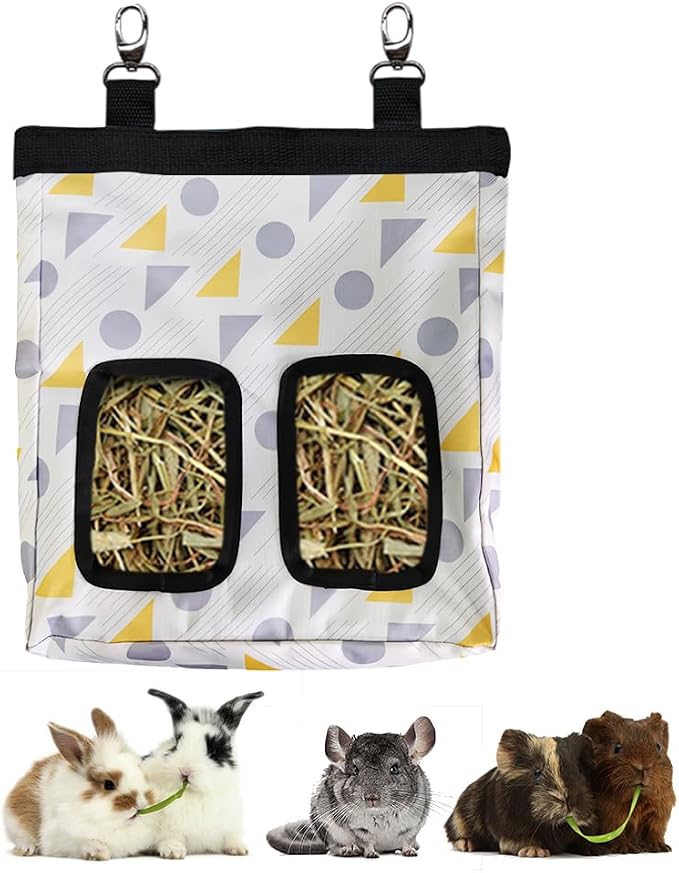 Guinea Pig Hay Feeder, Hanging Rabbit Hay Feeder Bag for Guinea Pigs Bunnies Chinchillas. Triangle
