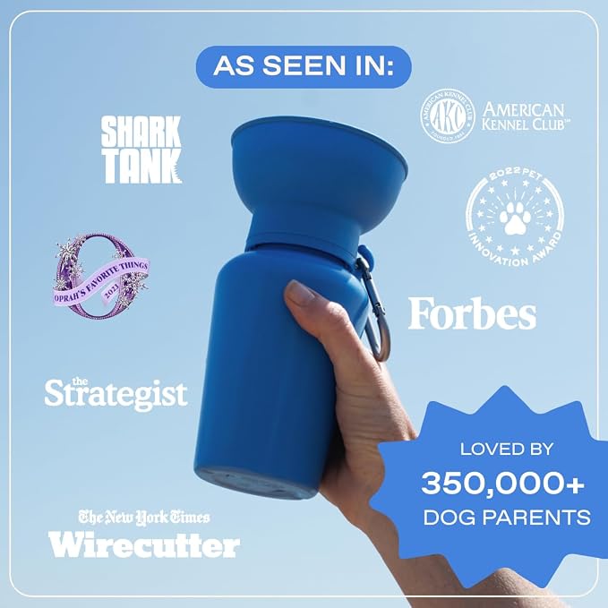 Springer Flip Dog Water Bottle | Portable Drinking Feeder with Foldable Food-Grade Silicone Bowl | One-Hand Squeeze & Leak-Proof | Walking, Hiking & Camping | Puppy Essentials