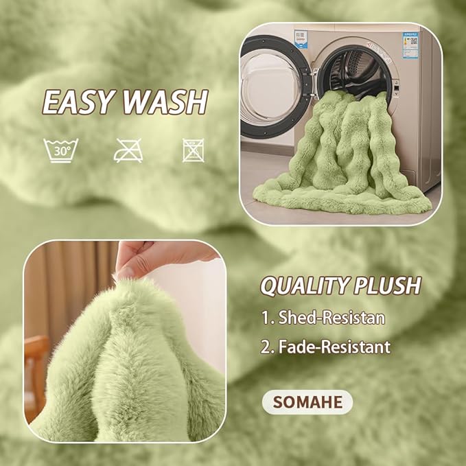 SOMAHE Dog Blanket, Reversible Sherpa & Bubble Fleece Pet Throw, Ultra-Soft Plush for Medium Dogs, Machine Washable, Anti-Static, Warm & Cozy, 39"×31" Inch Green