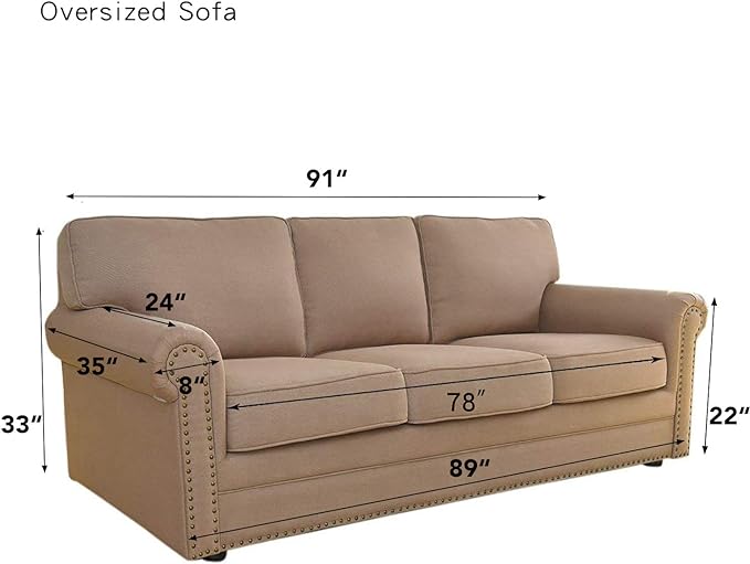 Easy-Going Stretch Oversized Sofa Slipcover 1-Piece Sofa Cover Furniture Protector Couch Soft with Elastic Bottom for Kids, Polyester Spandex Jacquard Fabric Small Checks Bluestone