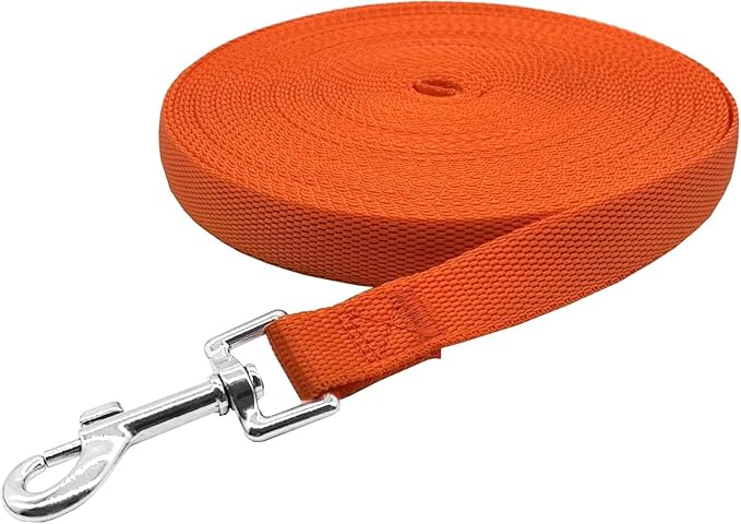 Nylon Training Dog Leash for Small Medium Large Dogs, 15ft 20ft 30ft 50ft 100ft Long Leash Dog/Puppy Lead for Obedience Recall Training, Camping