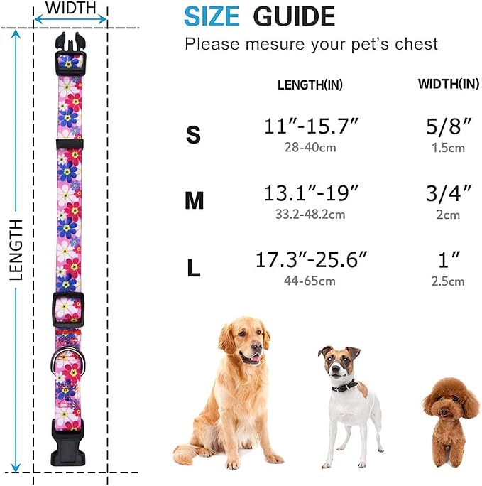 Dog Collar Special Design Personalized Cute Girl Soft Collars Sunflower, Medium