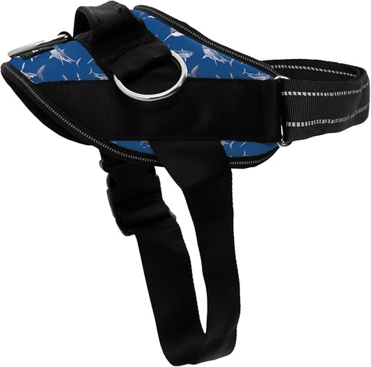 ShawnCo Essential Dog Harness, No-Pull Pet Vest with 3 Leash Clips, No Choke, Reflective, Adjustable and Padded, for Easy Walking and Training for Small, Medium and Large Dogs (White Sharks, XS)