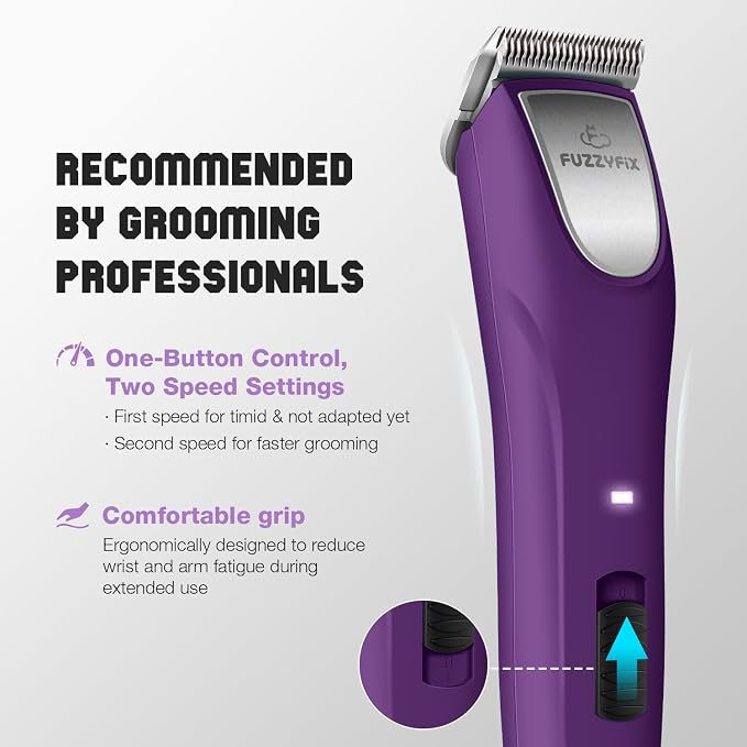 Professional Dog Clippers for Grooming, 2 Speed Pet Grooming Kit with Detachable Metal Blade for Thick Curly Matted Coats Low Noise Heavy Duty Cordless Hair Trimmer