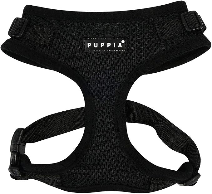 Authentic Puppia RiteFit Harness with Adjustable Neck, Black, Small