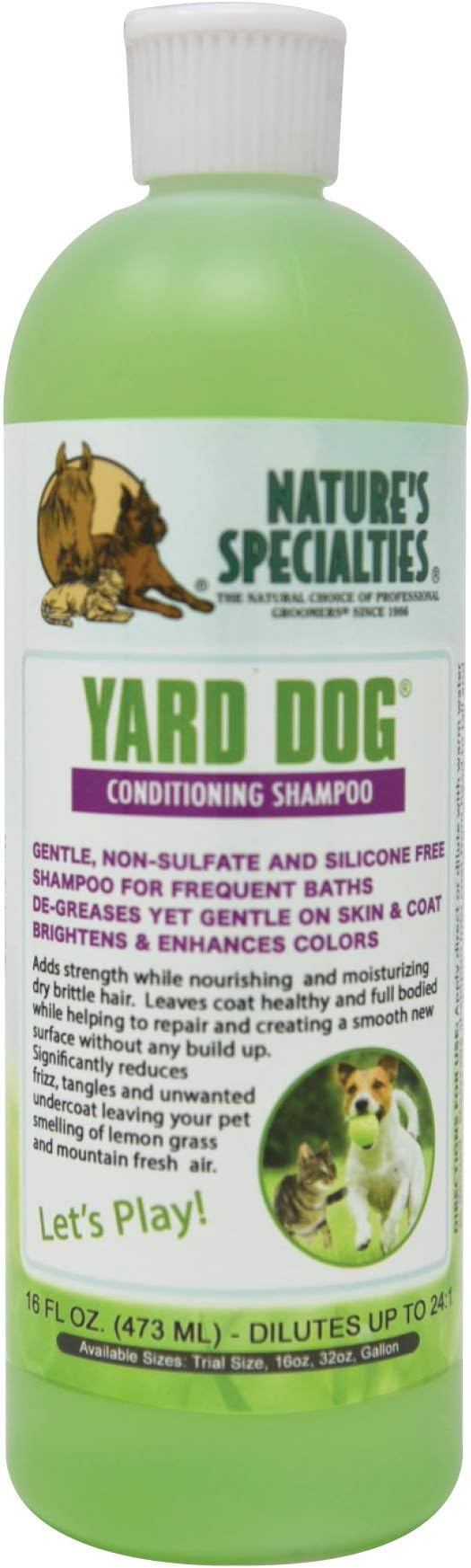 Nature's Specialties Yard Dog Ultra Concentrated Conditioning Shampoo for Pets, Makes up to 2 Gallons, Natural Choice for Professional Groomers, Tearless and Gentles, Made in USA, 16 oz