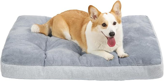 NUPIDA Washable Dog Bed for Small Dogs, Crate Bed Plush Pet Kennel Pad with Non-Slip Bottom, Pet Sleeping Mat, 23x17 Inch, Light Gray