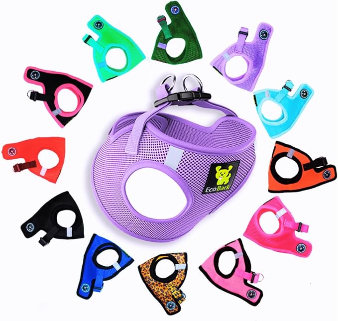 EcoBark Premium Teacup Dog Harness - Luxury Soft Tiny and Toy Breed Dog Harnesses for Puppy - Mini Step in Vest Body Halter Under 5 lbs (XXXS, Lavender)