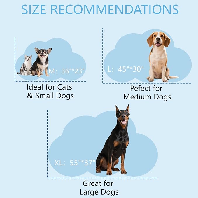 BECEMURU Dog Cooling Mat, Thickened Soft Pet Cooling Pad for Summer, 55"x37" Could-Shape Pet Bed for Crate Kennel Sofa, Non-Gel Coolness, Machine Washable & Durable - Keep Pet Cool and Comfortable