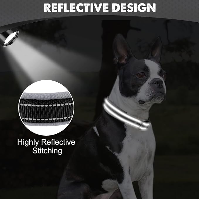Joytale Dog Collar for Medium Dogs, Neoprene Padded and Adjustable, Reflective Wide Heavy Duty Pet Collars with Durable Metal Belt Buckle for Walking, Black, M