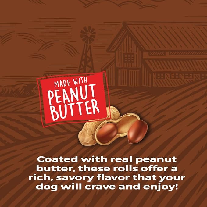Rewardables Healthy Chewers Peanut Butter Collagen Rolls 2 Count for Large Dogs | High Protein, Long Lasting, Collagen Rich Chews