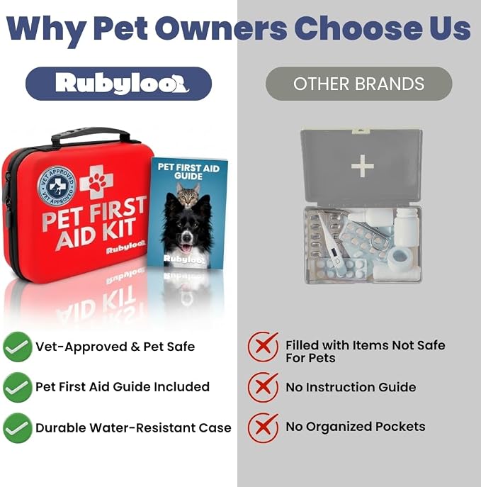Dog First Aid Kit - Vet Approved Emergency Supplies - Pet First Aid Kit Guide, Tick Remover, Slip Leash & Medical Essentials for Home, Camping, Car, RV, Travel (Essential Pack)