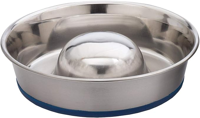 OurPet's Durapet Slow Feed Premium Stainless Steel Dog Bowl, Silver, Large (2040010302)