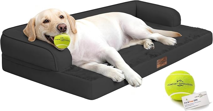 Comfort Expression Memory Foam Extra Large Dog Bed - Jumbo Large Dog Bed for Big Size Dog Waterproof Pet Couch Memory Foam Sofa Bolster with Removable Cover - 45 x 35