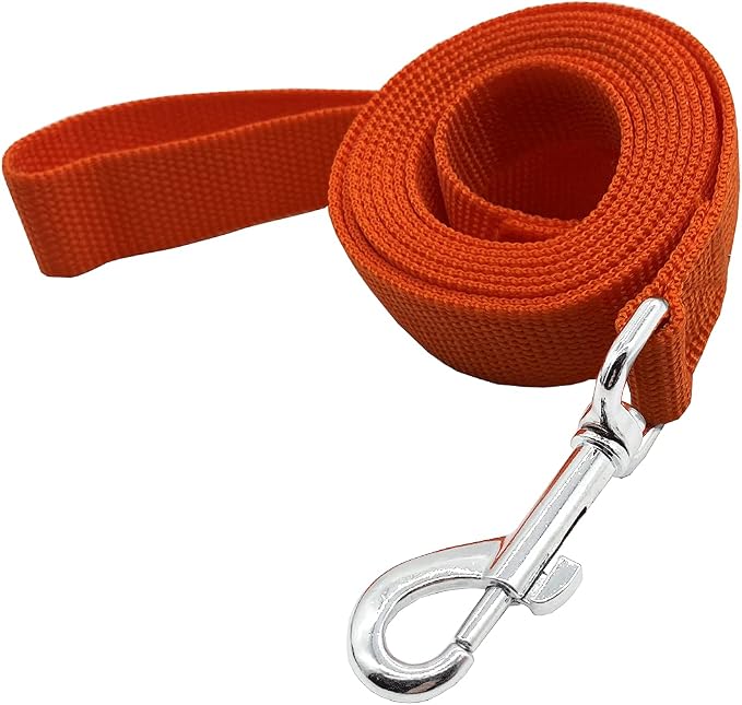 Nylon Dog Training Leash, Traction Rope, 4Ft /5 Foot /6 Feet Long, 5/8 inch 3/4 Inch 1 Inch Wide, for Small and Medium Dogs (1'' x 8 FT, Orange)
