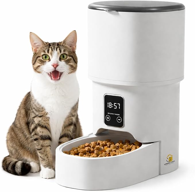 Automatic Pet Feeder for Cats & Dogs – Programmable Timed Food Dispenser with Portion Control, Battery Backup, and Secure Locking Lid for Healthy Pet Routines