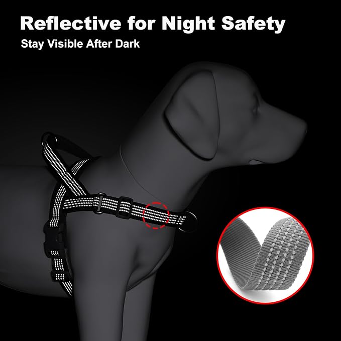 No Pull Dog Harness with Handle, Adjustable Soft Mesh Padded Reflective Walking Harness with Front Clip for Small Medium Large Dogs – Quick Fit No Escape for Training and Hiking (Gray, S)