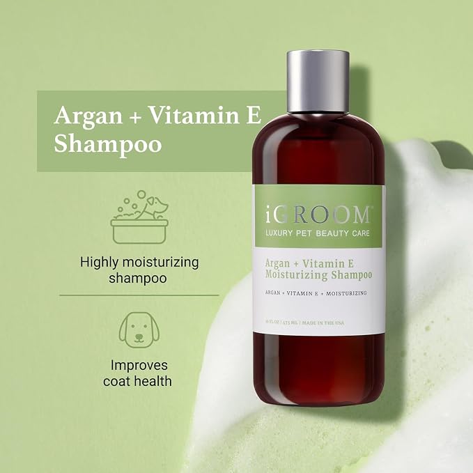 iGroom Argan+Vitamin E Dog Shampoo, Groom Like a Professional, Enhanced Cleaning Power, Recommended pH Balance, Made in USA, Gallon