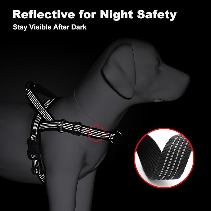 No Pull Dog Harness with Handle, Adjustable Soft Mesh Padded Reflective Walking Harness with Front Clip for Small Medium Large Dogs – Quick Fit No Escape for Training and Hiking (Black, XS)